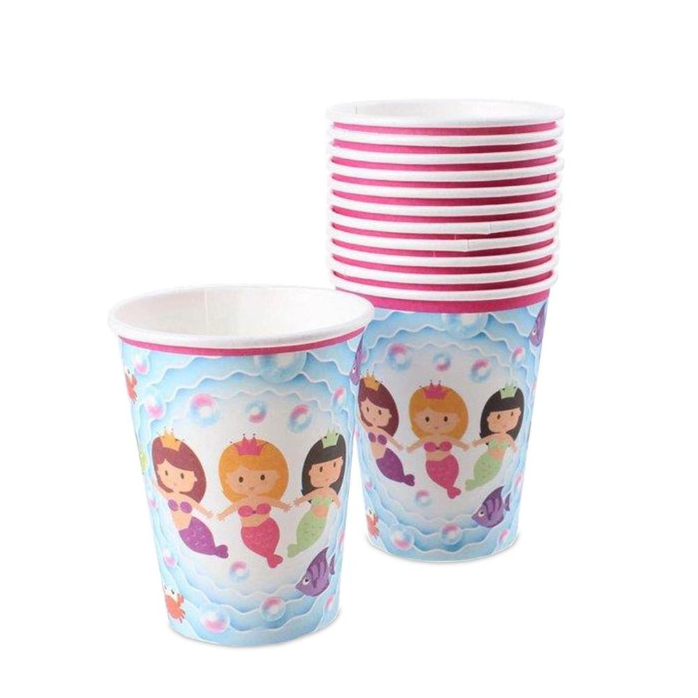 Premium Mermaid Design Paper Cups - Perfect for Parties, Picnics & BBQs
