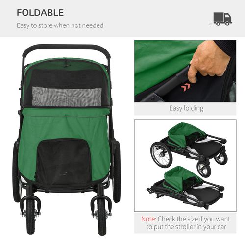 PawHut Pet Stroller Foldable Design with Cushion for M and L Dogs, Dark Green
