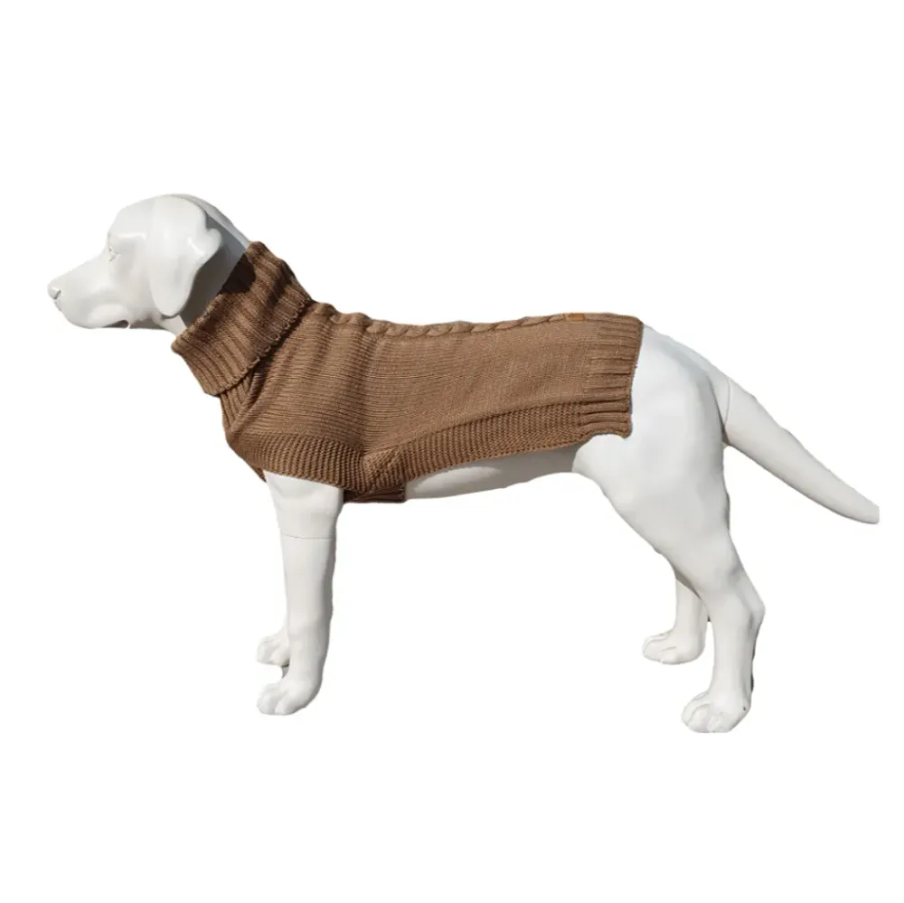 Contemporary Cableknit Jazz Dog Jumper in Camel
