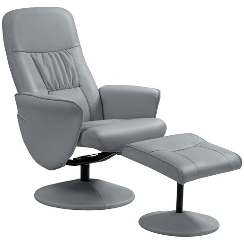 HOMCOM PU Leather Armchair and Footrest Swivel Recliner w/ Ottoman