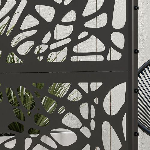 Outsunny 6.5FT Metal Outdoor Privacy Screen Panel with Stand, Twisted Lines