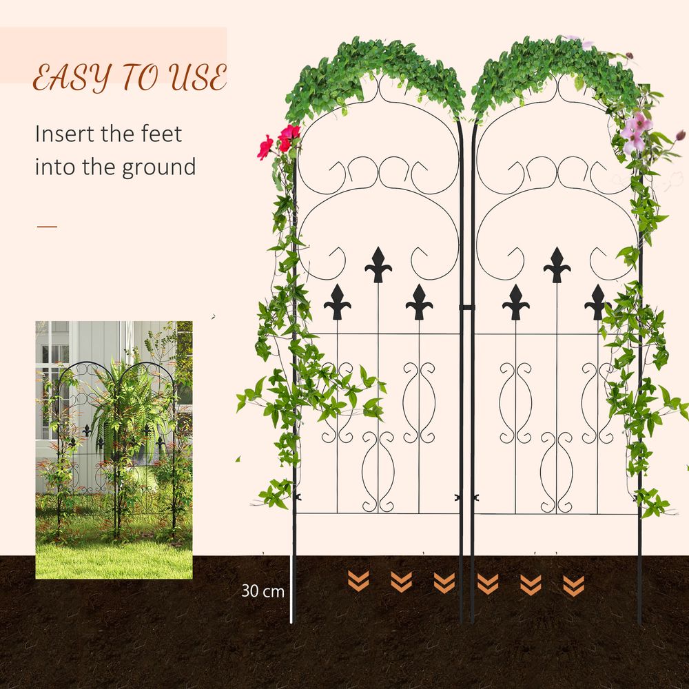 Premium Metal Trellis (Set of 2): Perfect for Climbing Plants, Elegant Scroll Design, Durable & Stylish