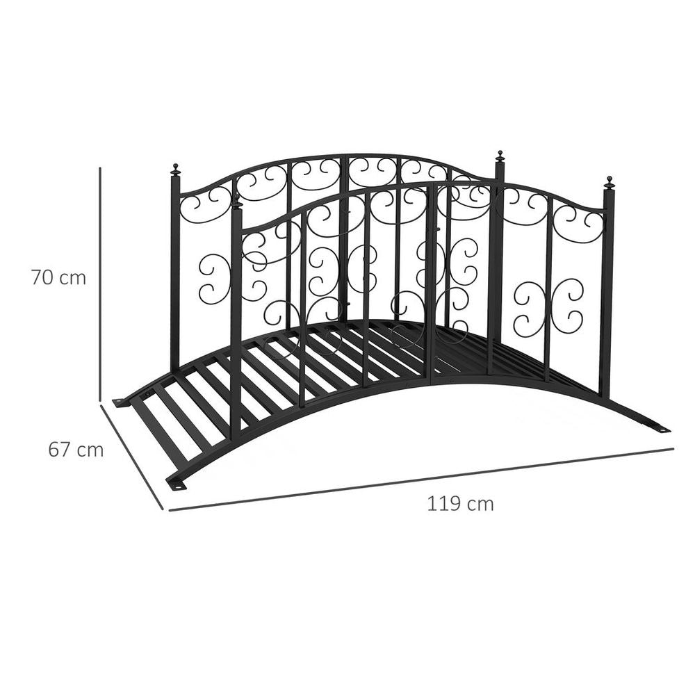 Outsunny 1.2M Classic Scrollwork Arch Bridge, Black