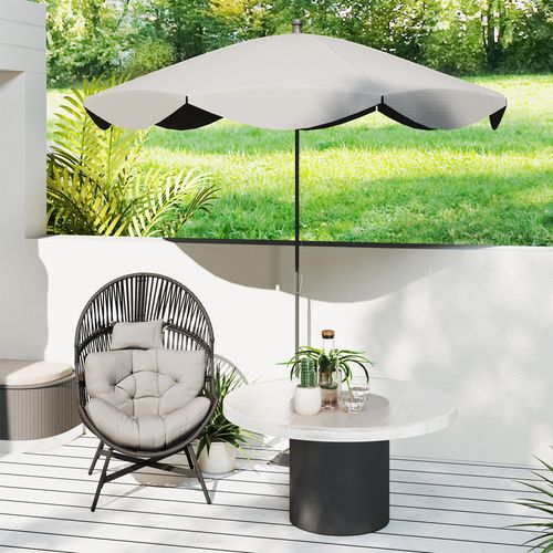 Outsunny Standing Rattan Garden Egg Chair with Headrest, Charcoal Grey