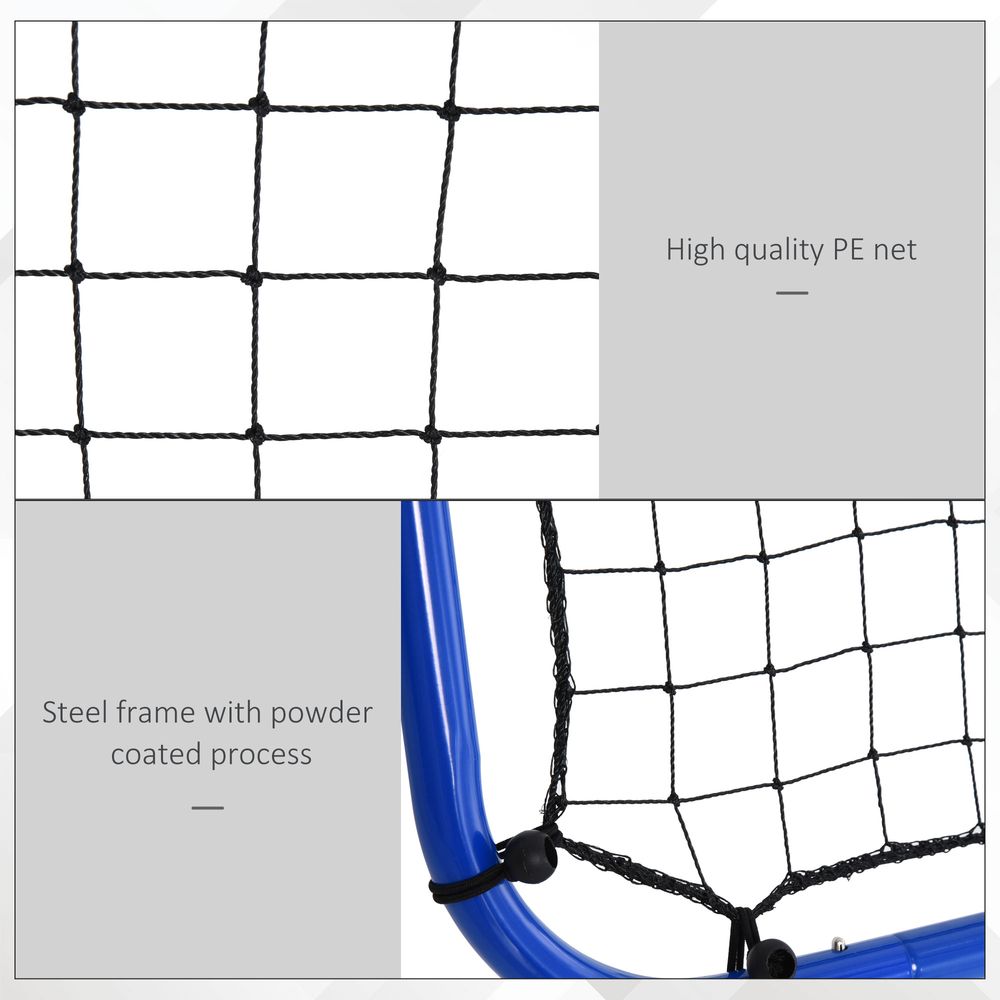 HOMCOM Double Sided Football Rebounder Net, Football Rebound Net Target Goal with 5 Adjustable Angles, Garden Football Training Equipment for Youth, Blue