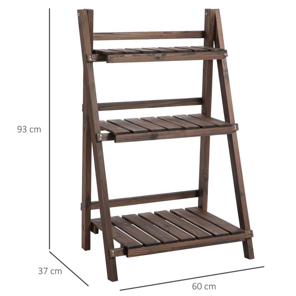 Foldable Wooden Plant Shelf: 3-Tier Stand for Indoor/Outdoor Flower Pots