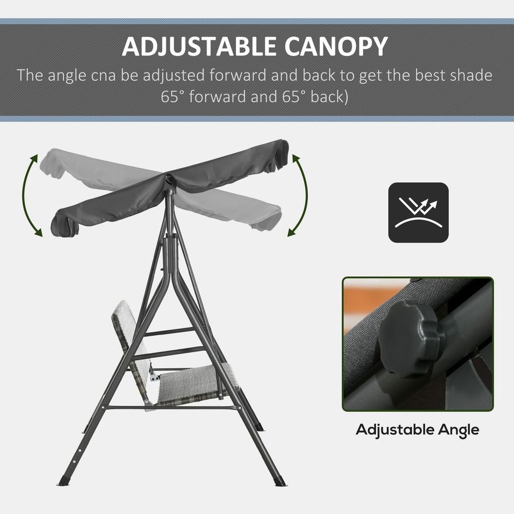 Premium Outsunny 3-person Rattan Swing Chair - Adjustable Canopy, Strong Steel Frame - Best Quality!