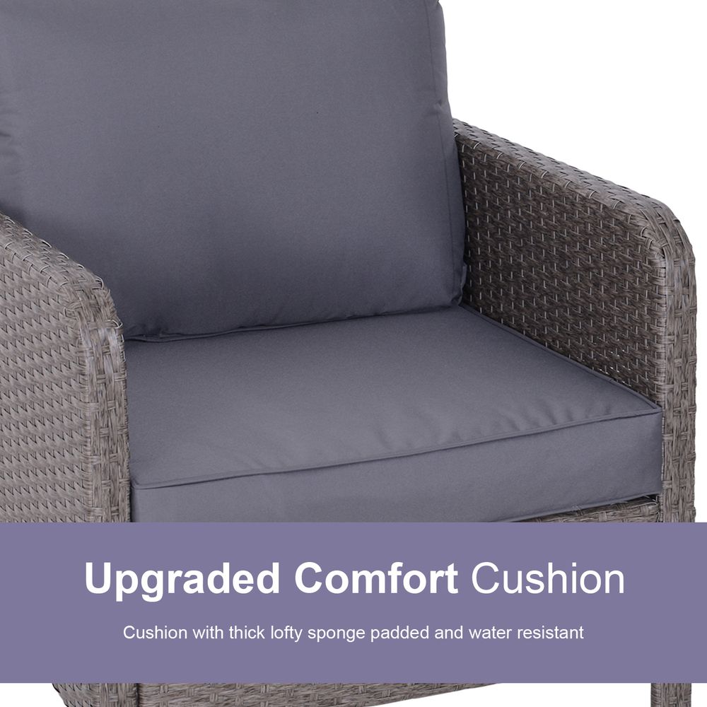 Premium Rattan Furniture Set - 5 Pcs, Steel Frame, Grey
