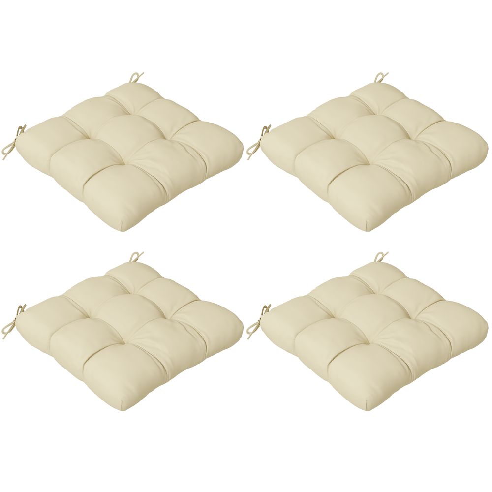 Premium Outdoor Seat Cushions - Set of 4, Garden Furniture, Beige - Flame Retardant, Fade-resistant, Water-resistant