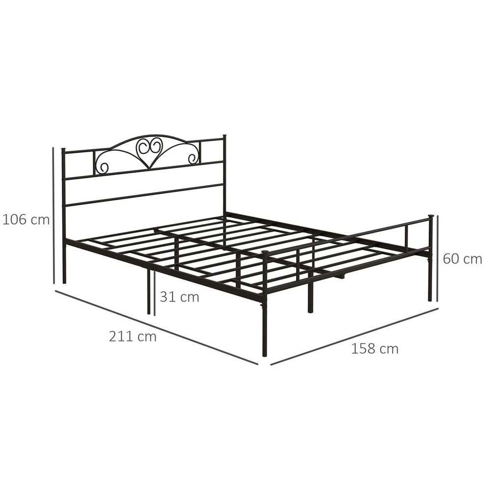 HOMCOM King Metal Bed Frame w/ Headboard and Footboard, 31cm Under-bed Space