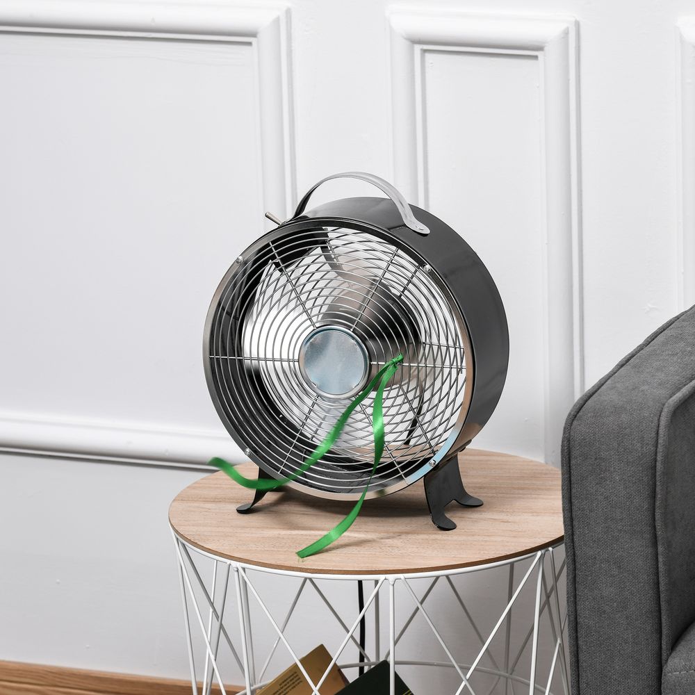 HOMCOM 10" 2-Speed Electric Table Desk Fan w/Safety Guard Anti-Slip Feet Portable Personal Cooling Fan Home Office Bedroom Black