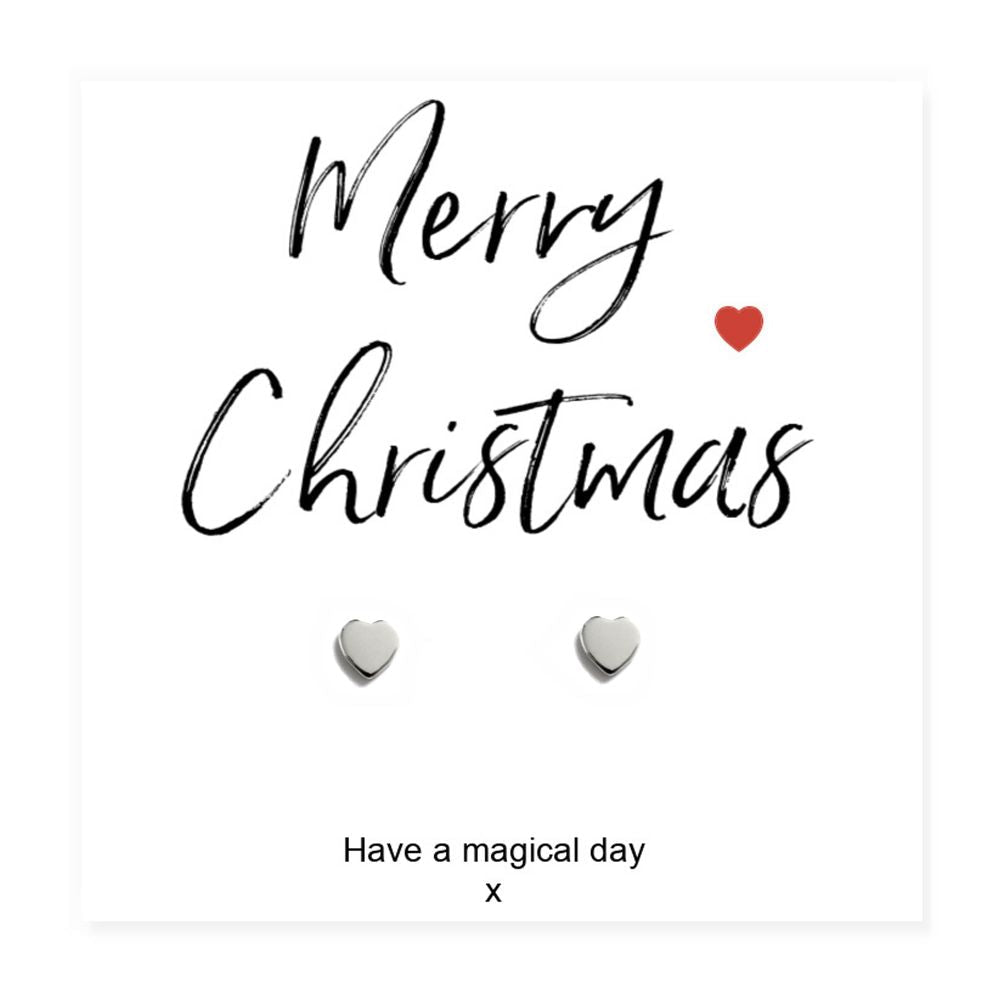 Heart Stud Earrings & Merry Christmas Card
