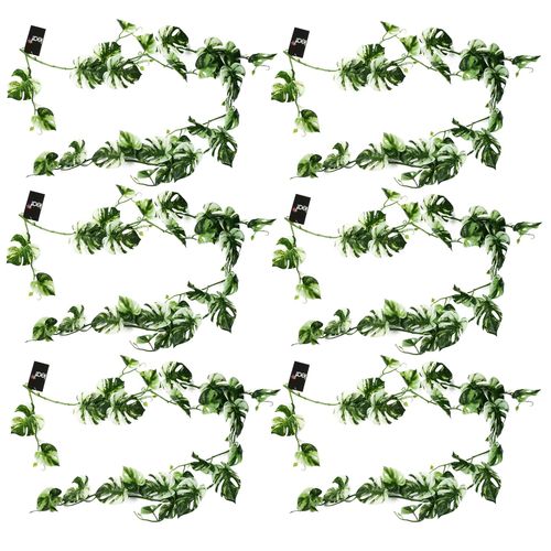 6 x 180cm Artificial Hanging Trailing Variegated Monstera Plant