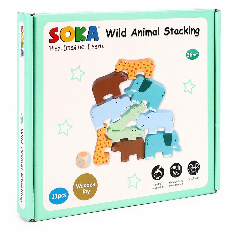 SOKA Wild Animal Stacking - High Quality Montessori Toy for Imaginative Learning - Certified Safe