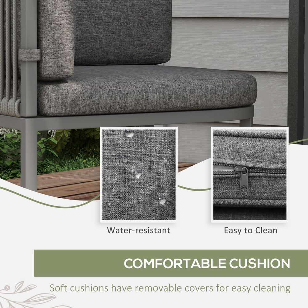 Outsunny Rattan Dining Sets, Cube Garden Furniture, Space-saving Design, Grey