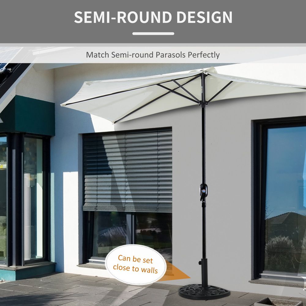 Elegant Half Round Parasol Base - Weather-resistant for Balcony - Black