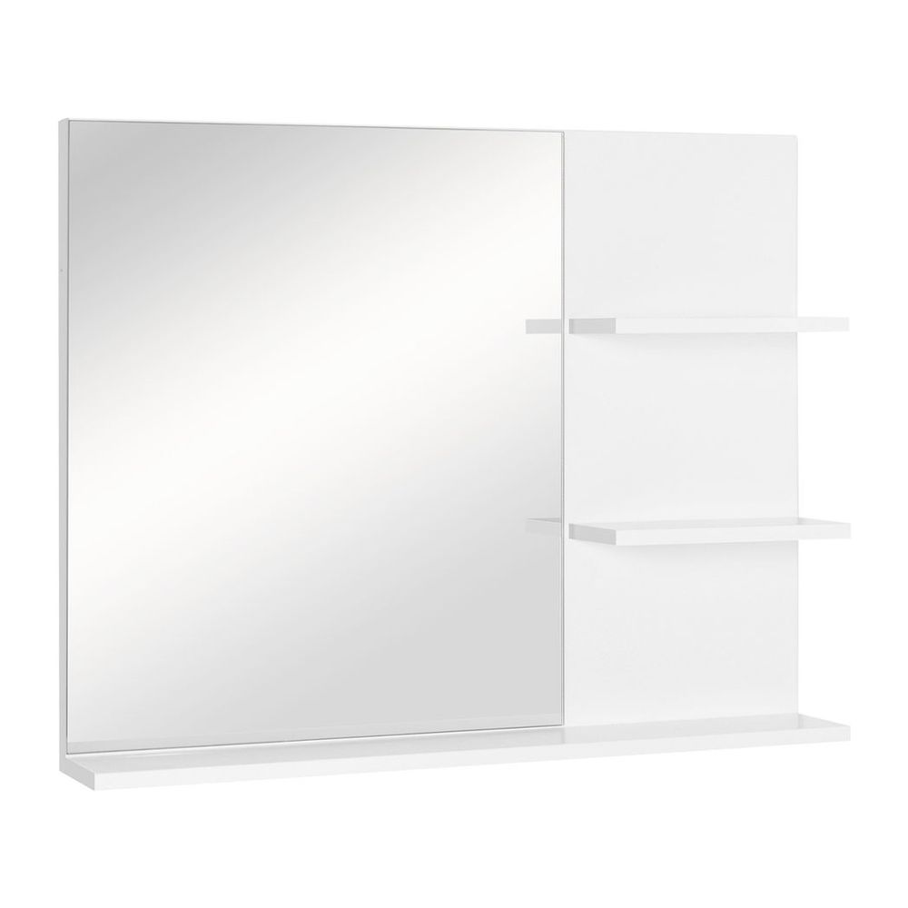 High-Quality Wall Mounted Bathroom Mirror with 3 Storage Shelves, White