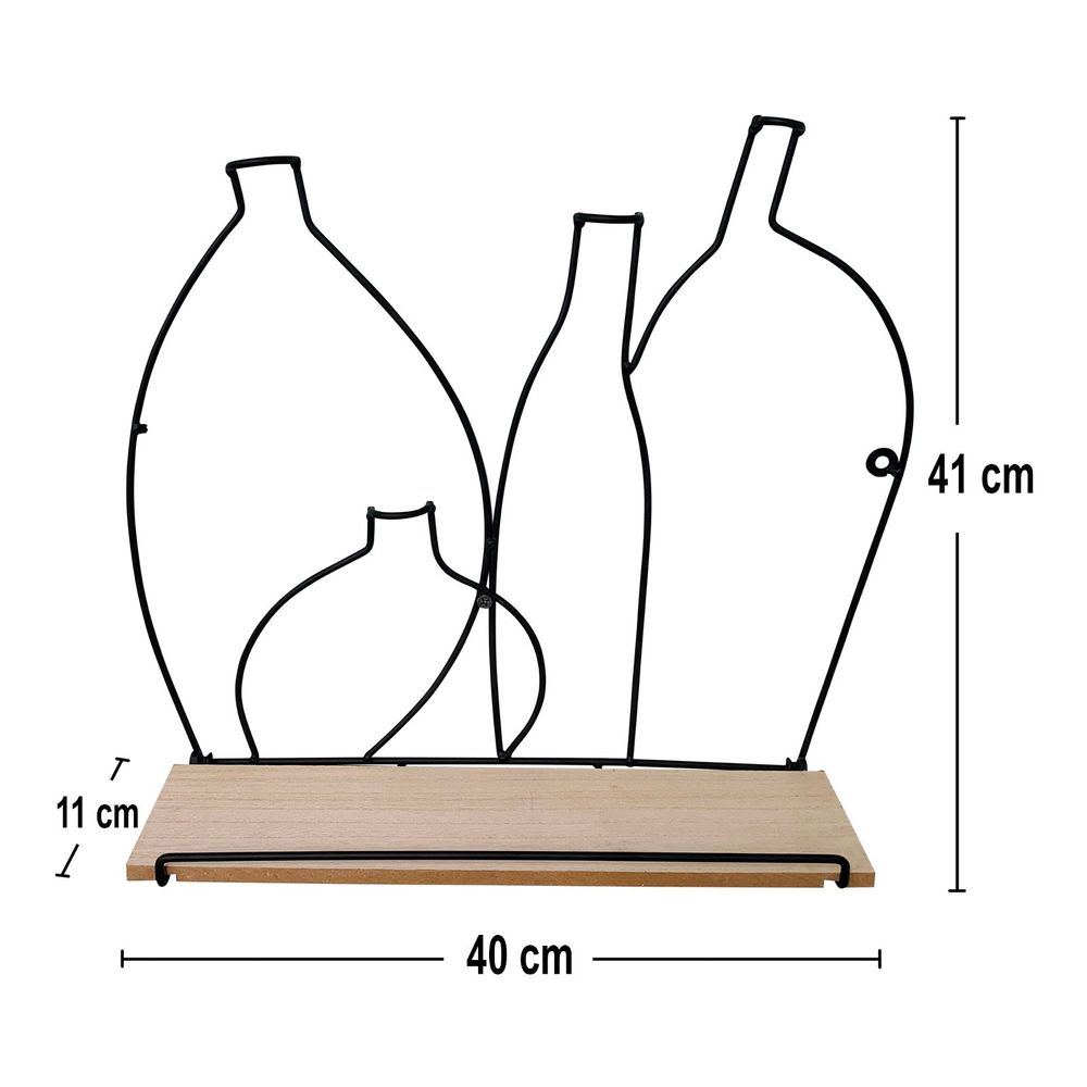 Premium Wire Bottle Shelf w/ 4 Hooks - Best Quality & Stylish Design - Perfect for Any Culinary Area - 40x34.5cm - SKU: WF2508