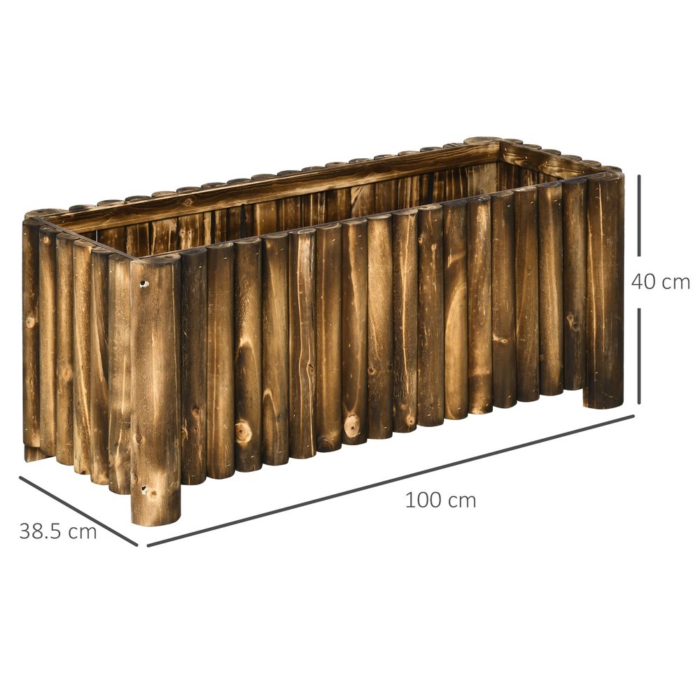 Premium Fir Wood Raised Planter | Outdoor Garden Bed | 100Lx40Wx40H cm