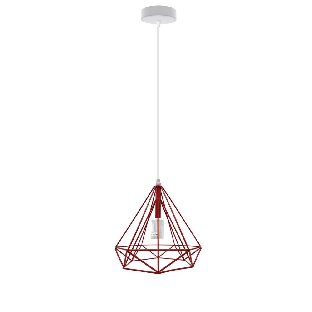 Vintage Industrial Red Cage Pendant Lamp - Vintage/Retro Style, E27 Base, Metal, 60W Max, Indoor Use