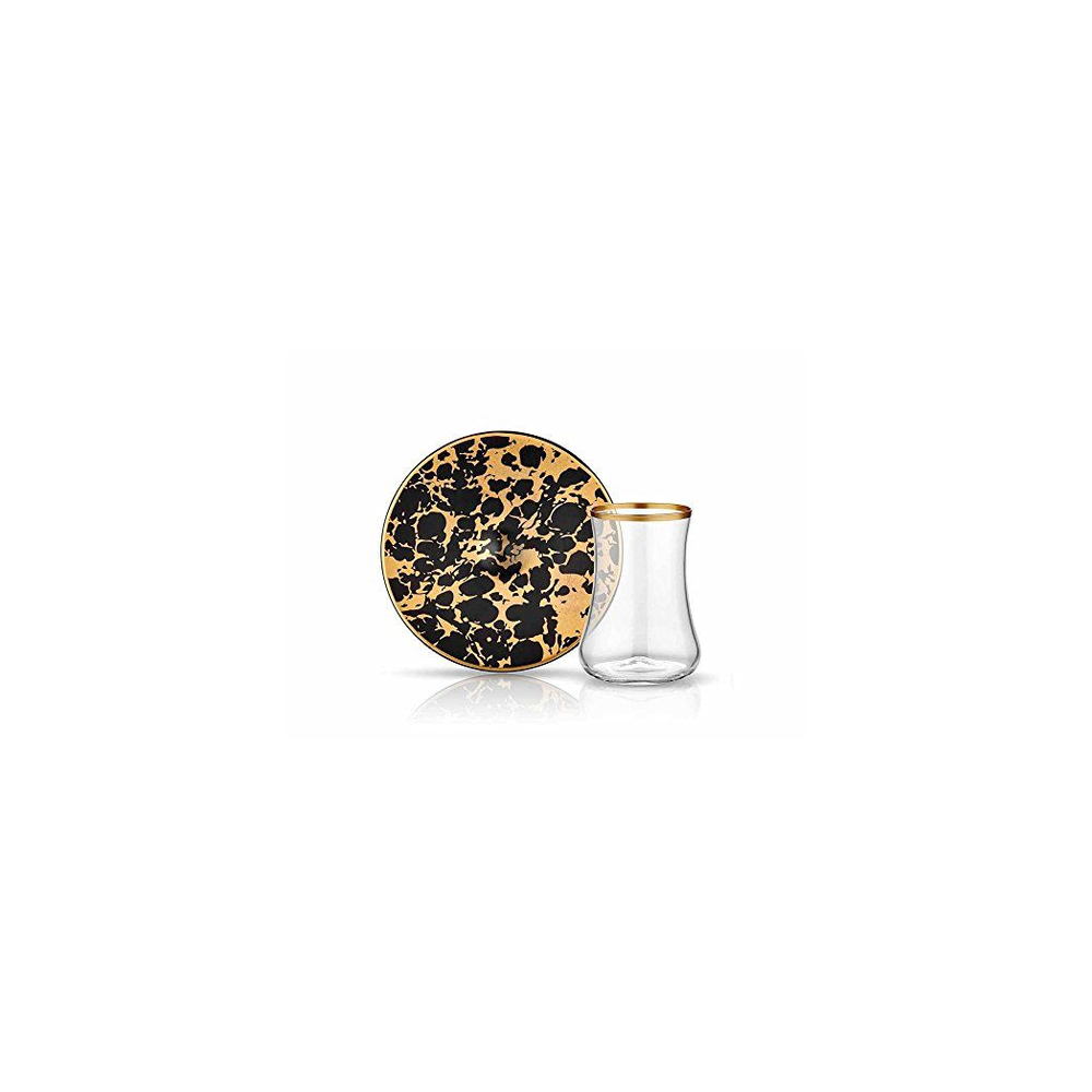 DERVISH EBRU TEA SET MAT GOLD BLACK