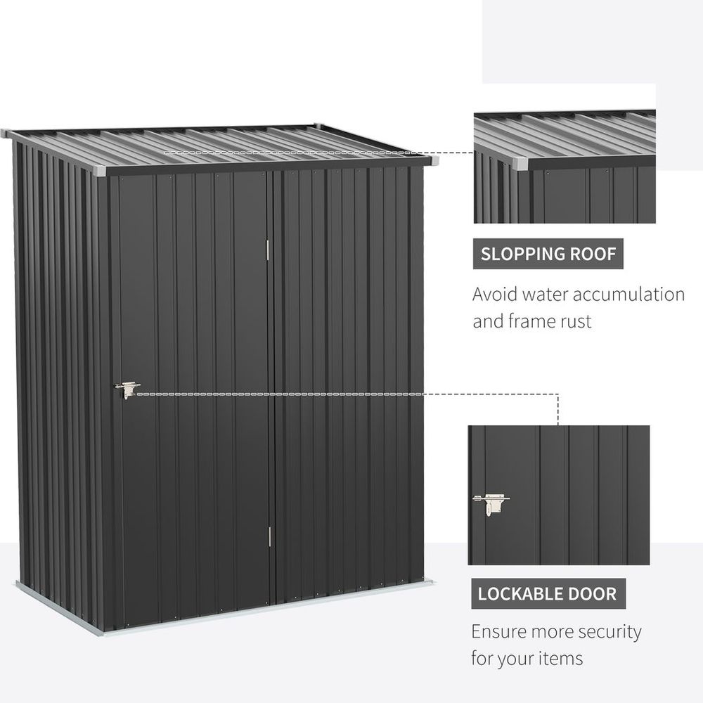 Spacious Steel Garden Shed | Lockable Door | Water-Resistant | Sloped Roof | 196H x 161.5W x 94.5Dcm