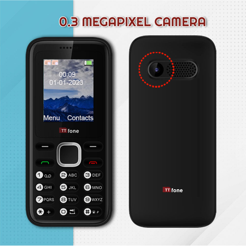 TTfone TT150 Black Dual SIM with Mains Charger, EE Pay As You Go