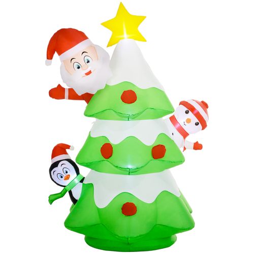 Outsunny 8ft Christmas Blow Up Christmas Tree with Santa Claus for Outdoor