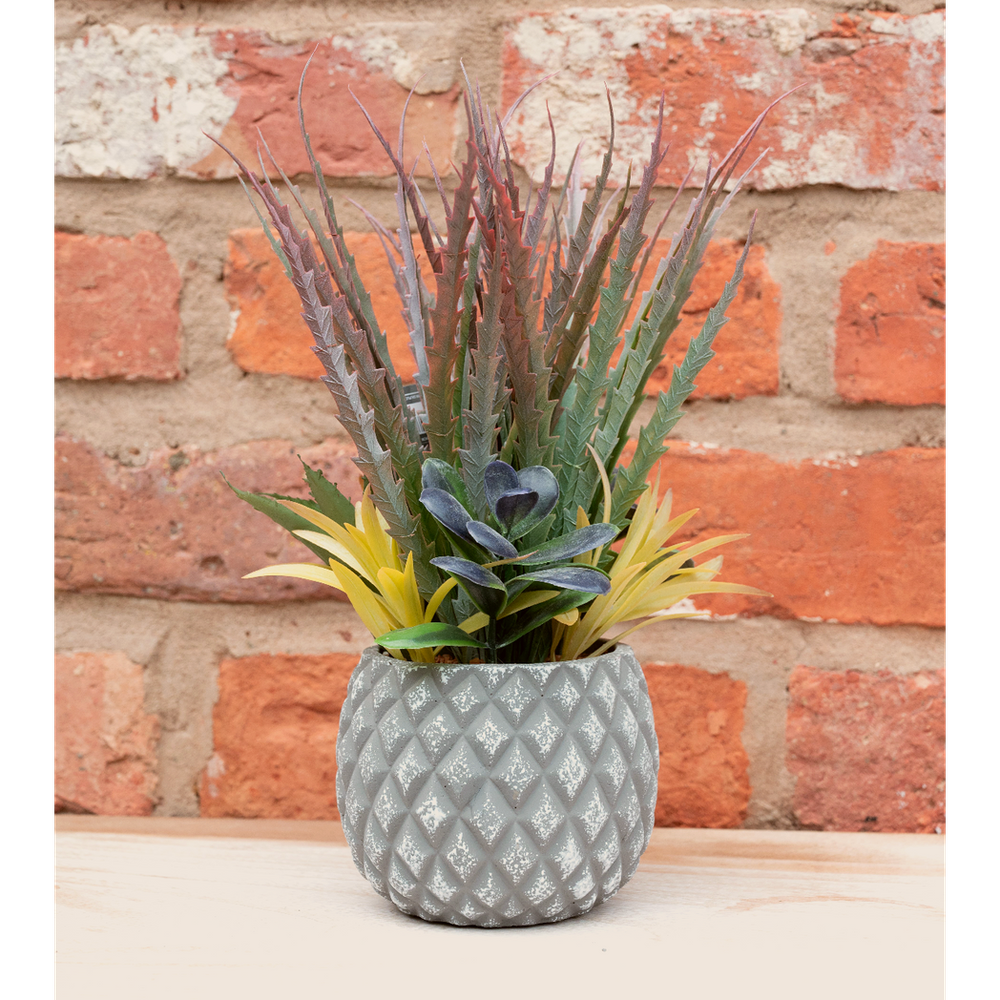 Modern Grey Pot with Artificial Succulents - Perfect Decor Piece