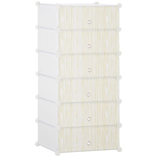 HOMCOM 6 Tier Shoe Rack Plastic Storage Cabinet Modular Shoe Tower White