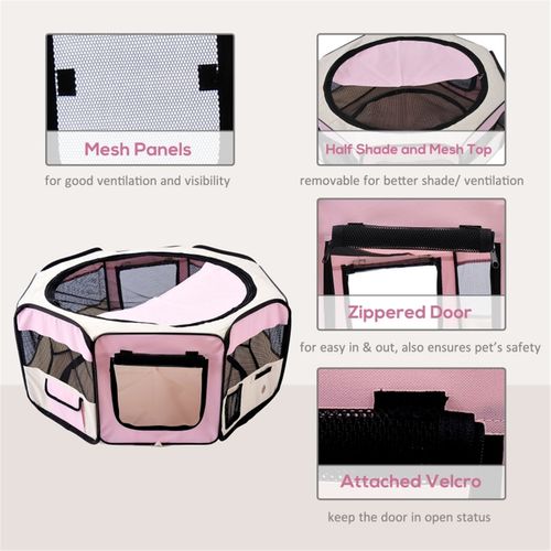 Pet Carrier Pet Playpen Beige and Pink 90 x 41 Hcm