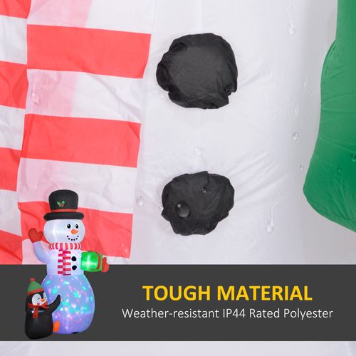 Outsunny 8FT Inflatable Snowman Holding Gift Box w/ Penguin and LED Lights