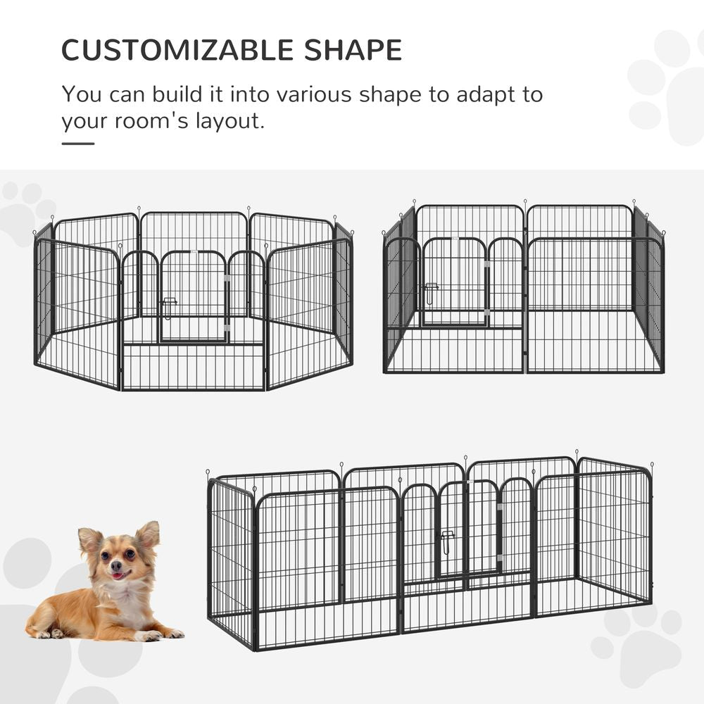 PawHut Dog Pen 8 Panels Puppy Pen Heavy Duty Pet Playpen for Indoor Outdoor for Dogs, Rabbits, Ducks 80cm High
