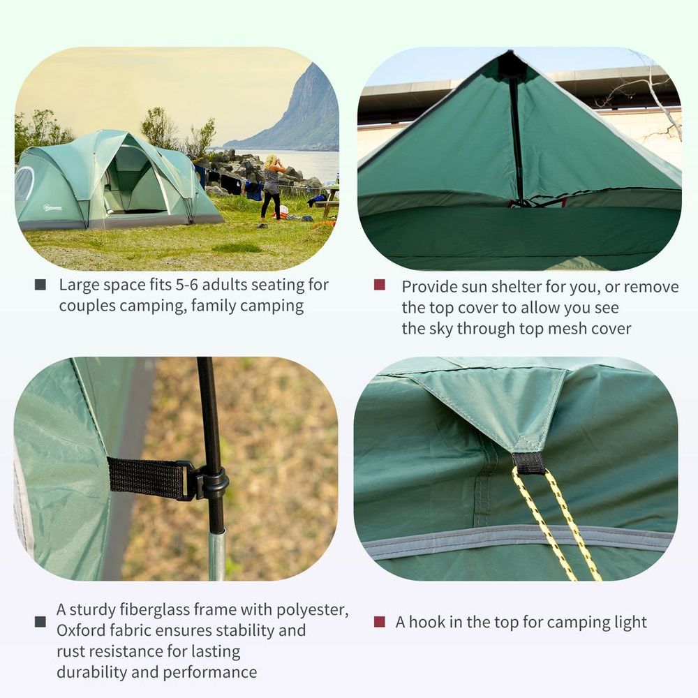 Premium 5-6 Person Camping Tent - Durable, Spacious & Easy Setup - Includes Bag & Accessories