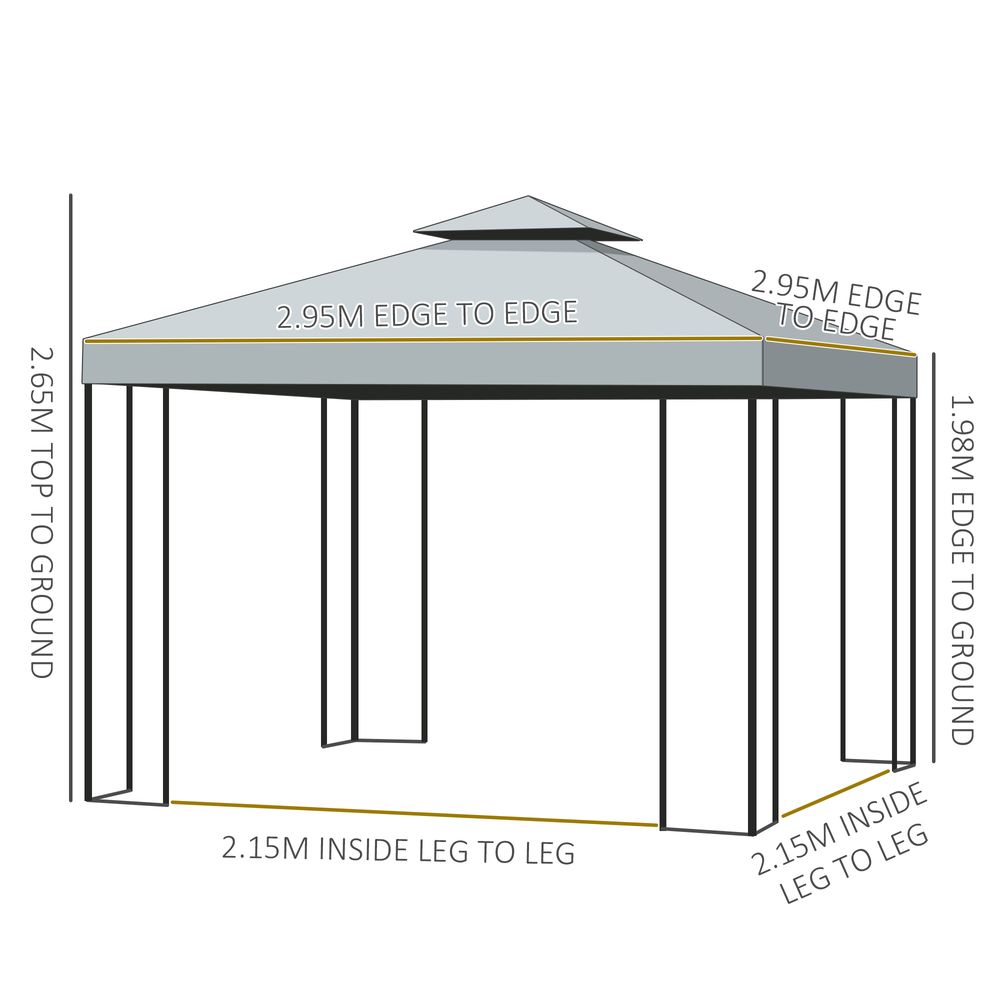 Premium 3x3m Metal Gazebo - Perfect for Weddings, Parties & Patios - Dark Grey