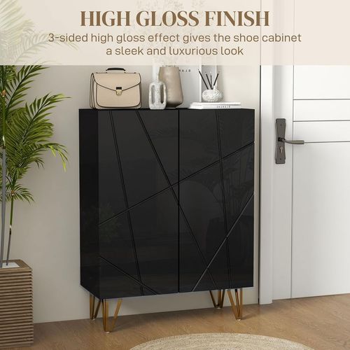 HOMCOM Shoe Storage Cabinet with Soft-Close Hinges and Adjust Shelves