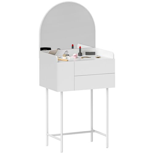 HOMCOM Makeup Vanity Table with Mirror Drawers Modern Dressing Table White