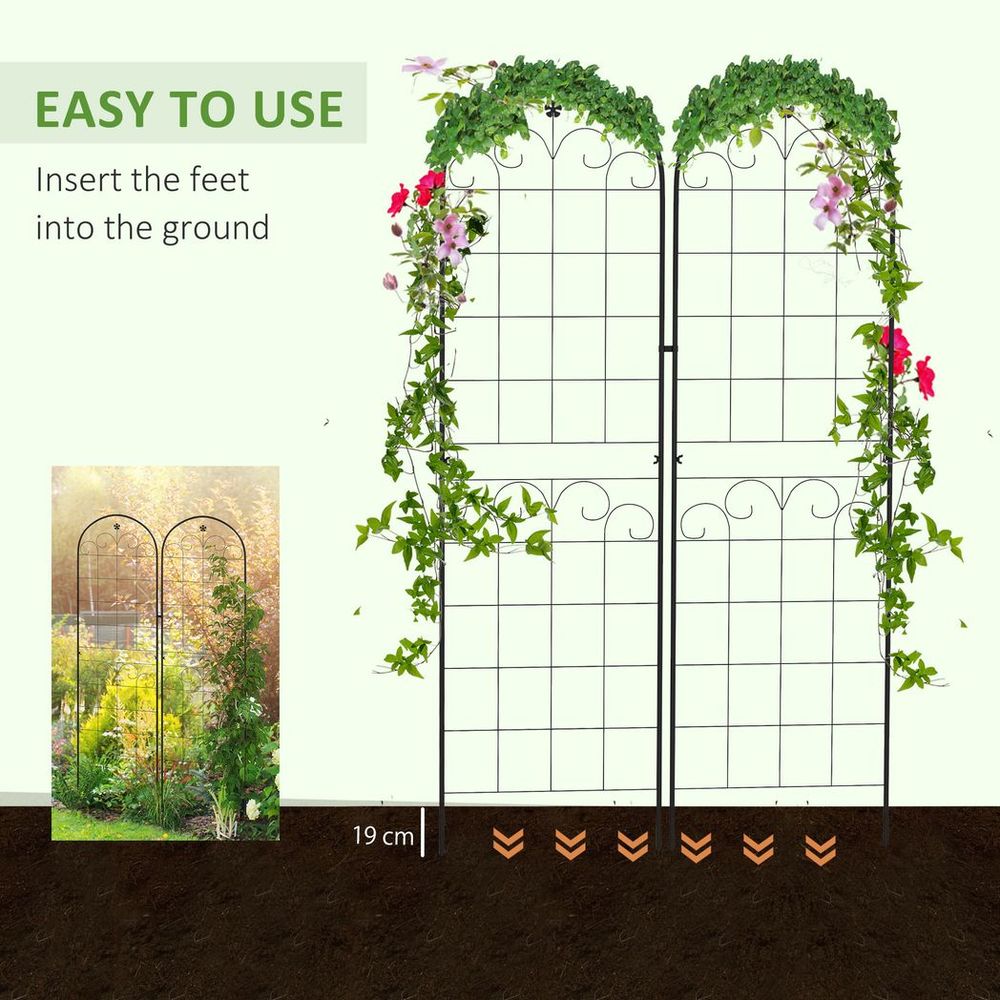 Premium Metal Trellis for Climbing Plants - Set of 2, Floral Design