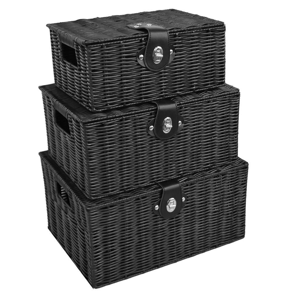 Asab Handwoven Wicker Basket Set - Ideal for Storage, Decor, and More. Portable with Handles. Set of 3. High Quality."(80 characters)