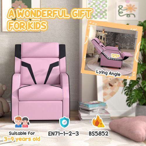 AIYAPLAY 2 in 1 Kids Armchair Recliner, PU Leather, for 3-9 Years Old