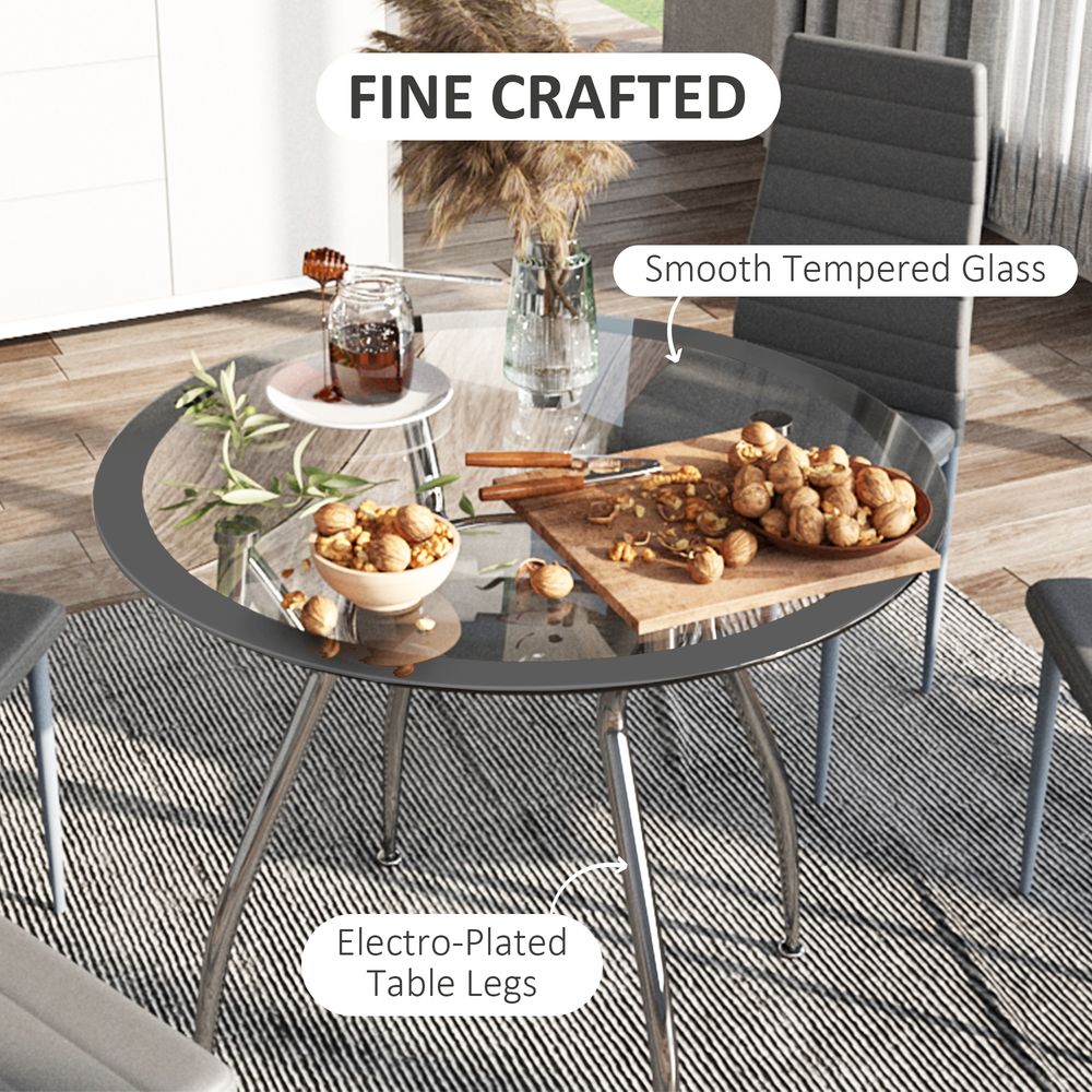 HOMCOM Round Dining Set: Table for 4, Chairs with Cushion. Stylish & Durable. Steel Frame. High Quality.