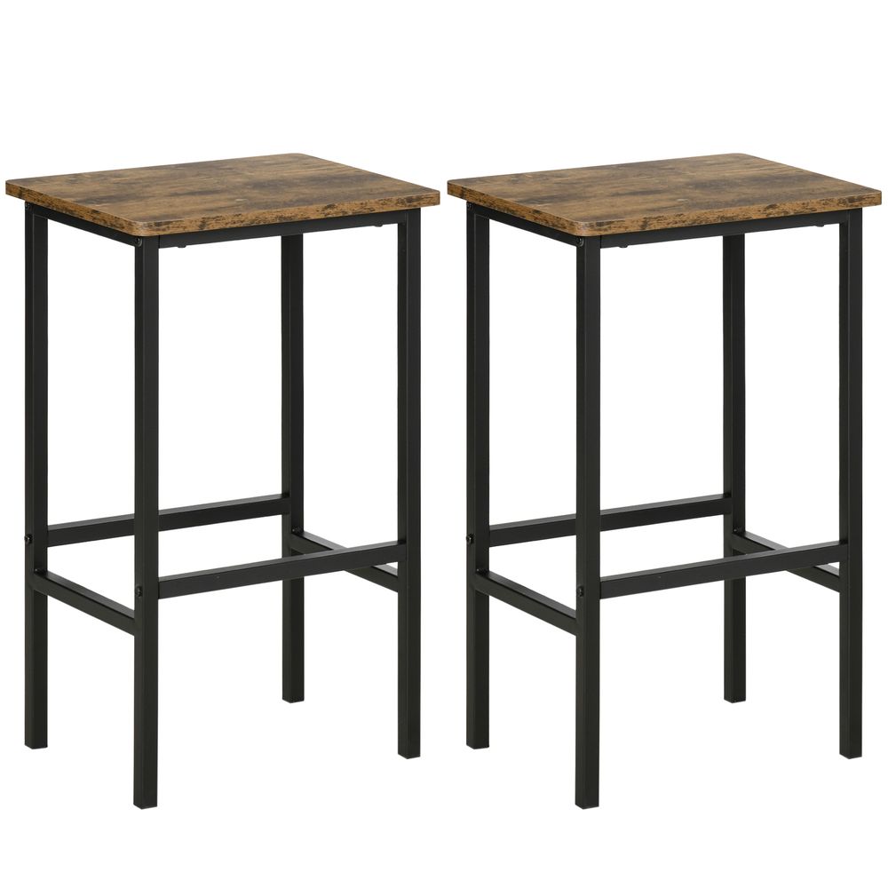Premium Quality Rustic Brown Kitchen Bar Chairs (Set of 2)  - Durable, Stylish, and Comfortable