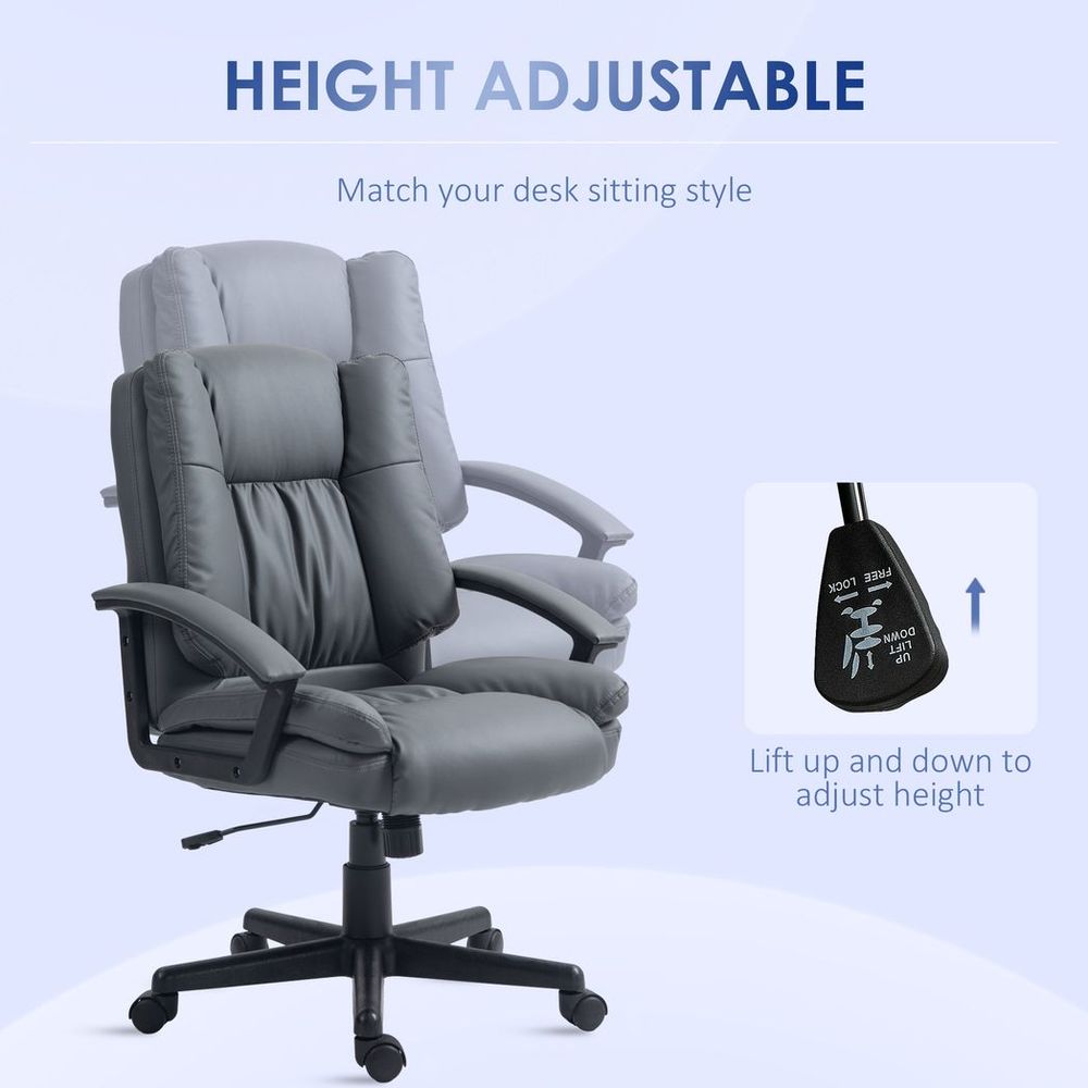 Premium HOMCOM Dark Grey Faux Leather Office Chair - Comfortable and Stylish Design for Home and Office