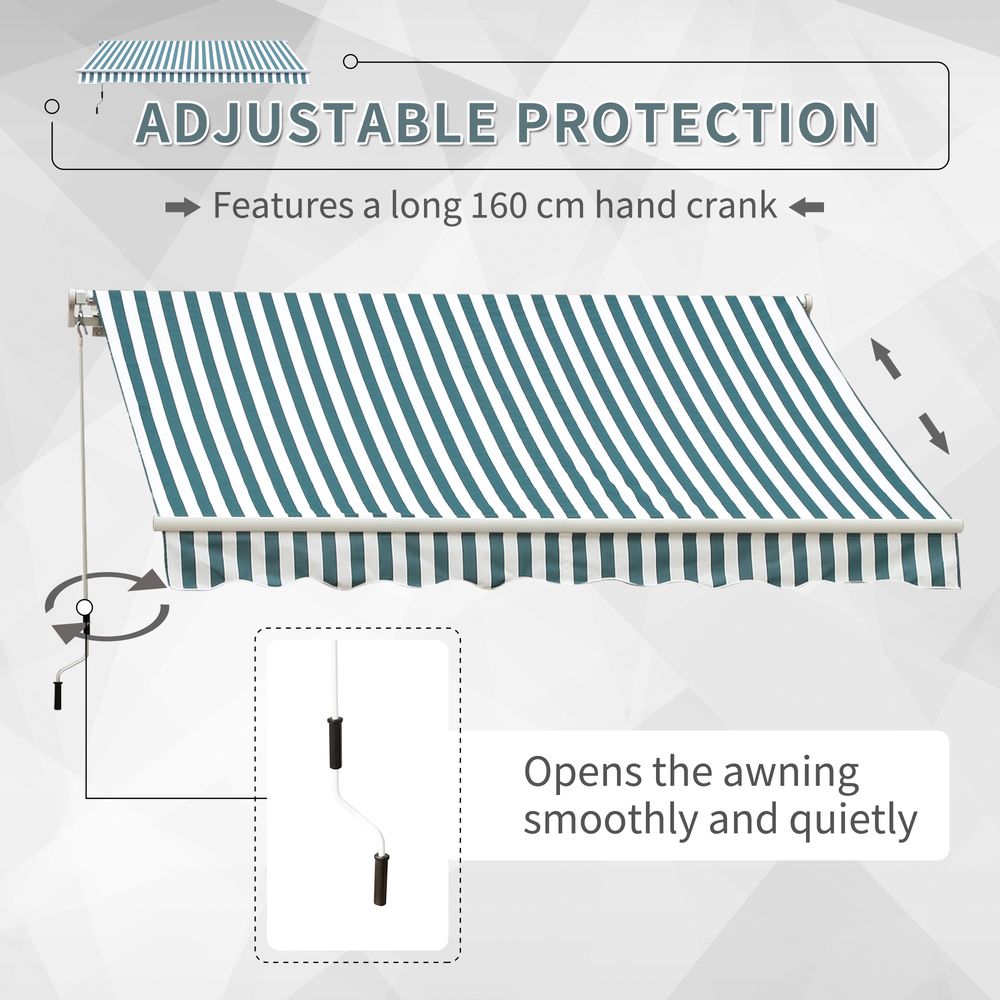 Premium Outsunny 4m x 3m Green & White Awning Sun Shade Canopy - High-Quality Outdoor Shelter