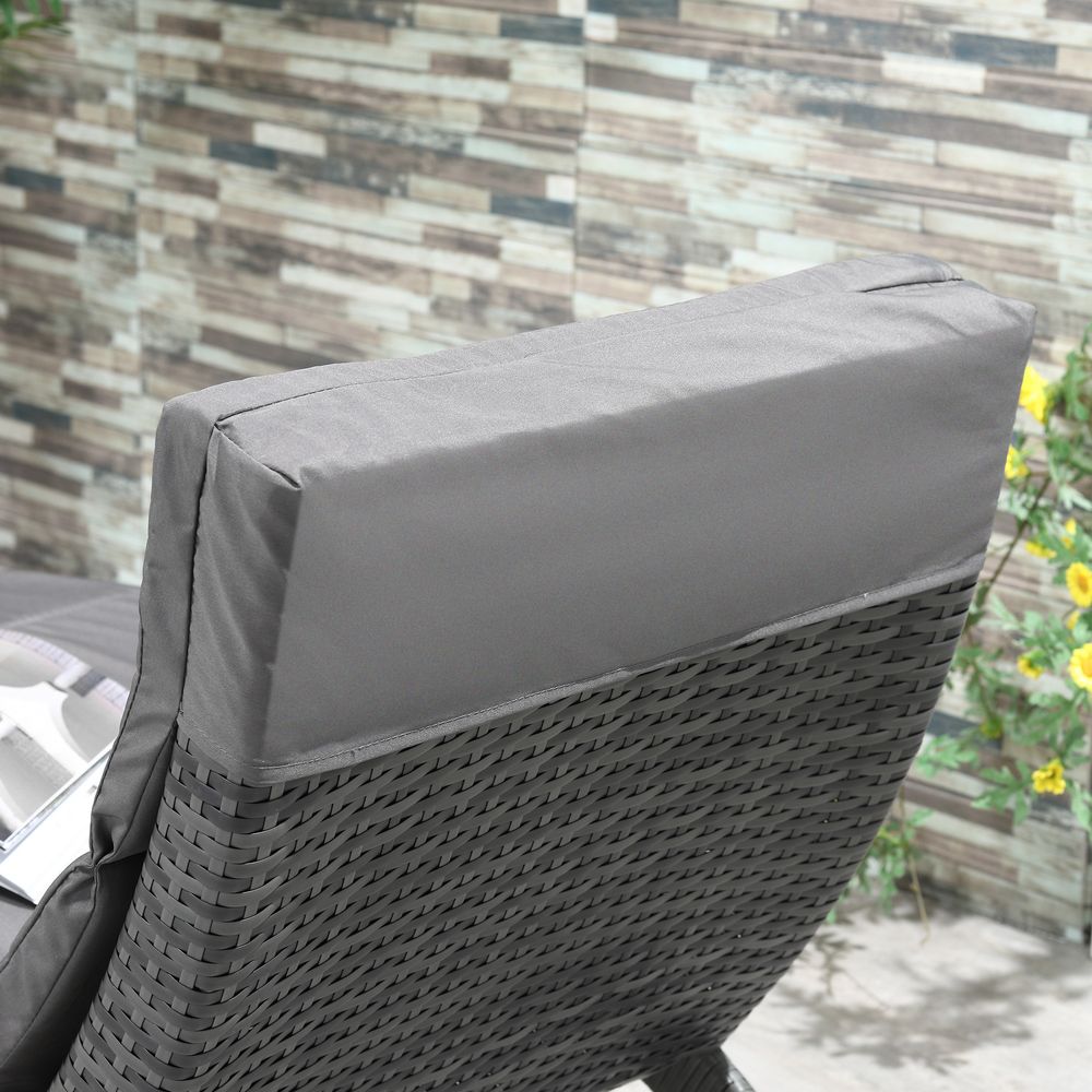 Premium Grey Wicker Patio Lounger - Comfy, Foldable & Stylish
