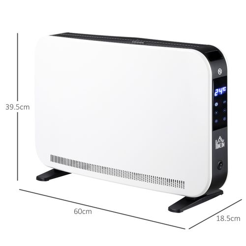 HOMCOM Portable Convector Heater with 24H Timer Adjustable Temperature White