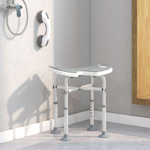 HOMCOM Aluminium Shower Stool for Elderly Disabled Non-Slip Bath Stool
