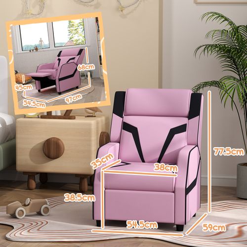 AIYAPLAY 2 in 1 Kids Armchair Recliner, PU Leather, for 3-9 Years Old