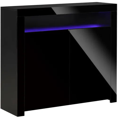 High Gloss LED Cabinet Cupboard Sideboard Console with RGB Lighting Black