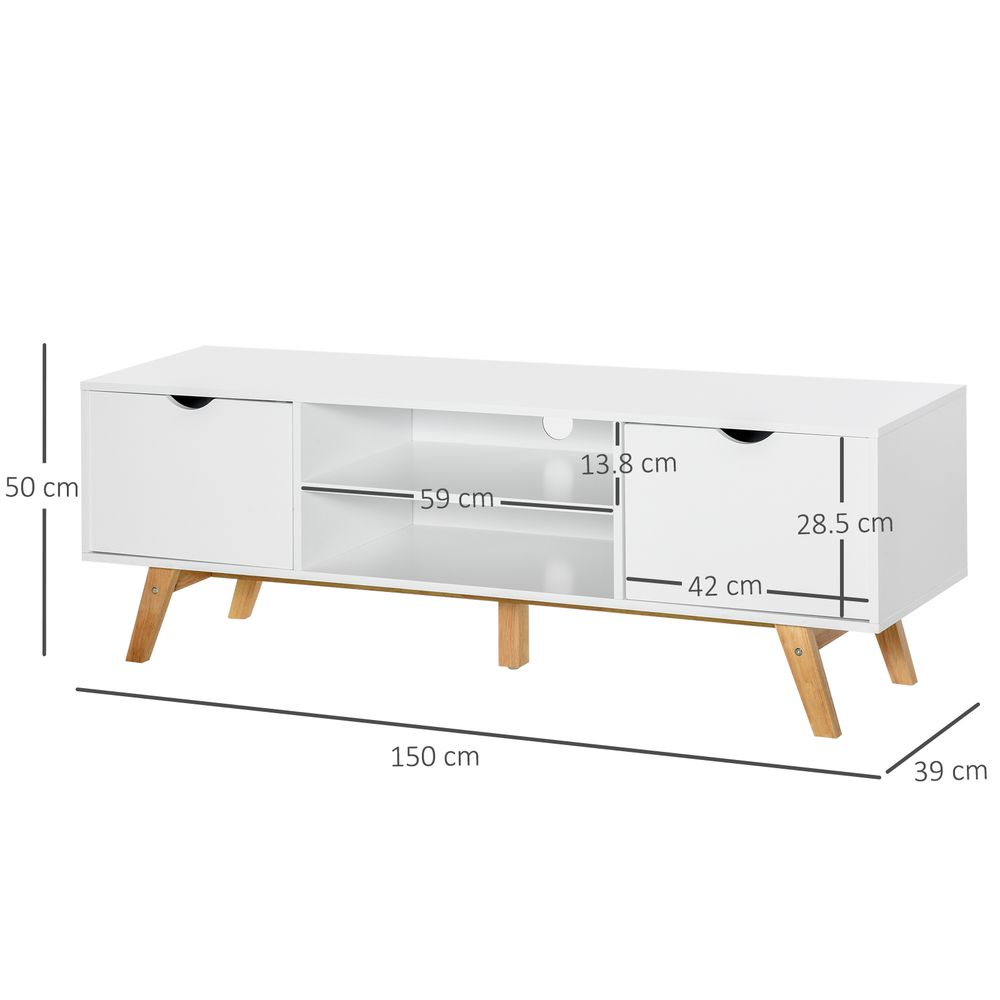 Modern White Particle Board TV Stand - 4 Compartments - High-Quality & Durable - Perfect for Electronics & Media Units